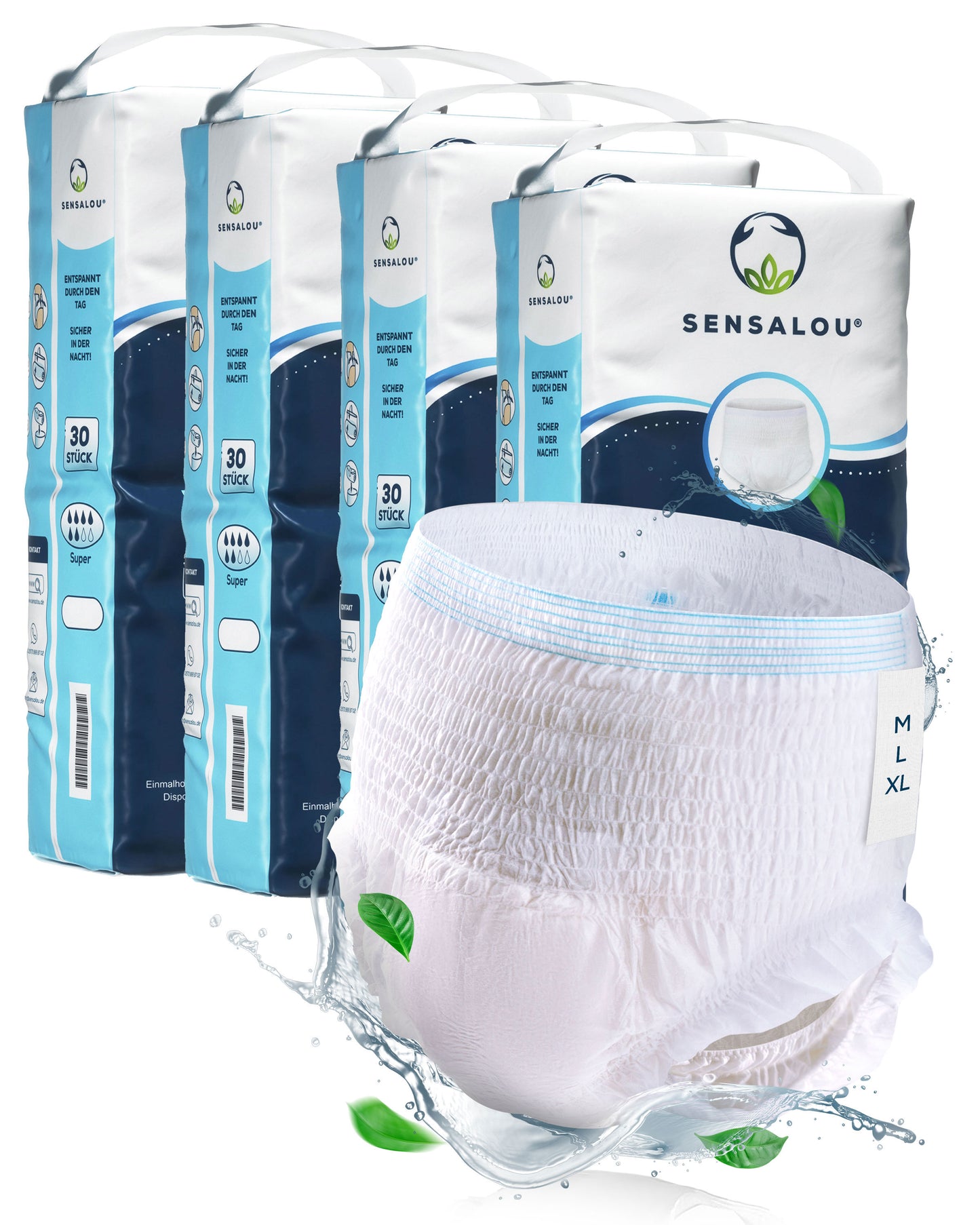 Culottes d'incontinence Sensalou - Couches pour adultes à absorption moyenne (Super)