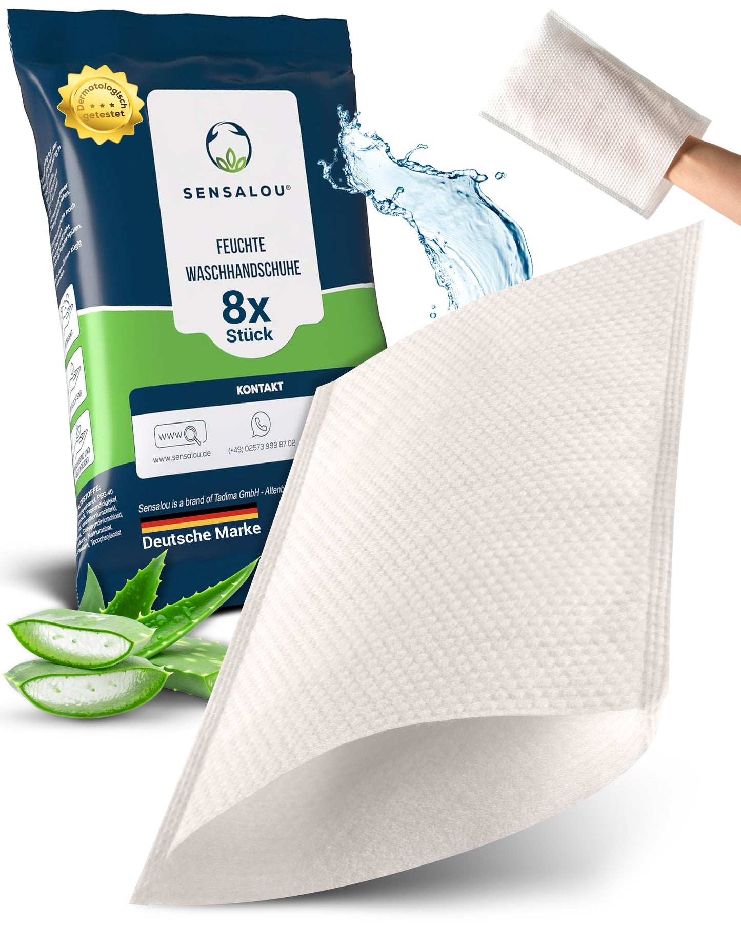 Sensalou Feuchte Einweg Waschhandschuh Erwachsene (8 Stück)